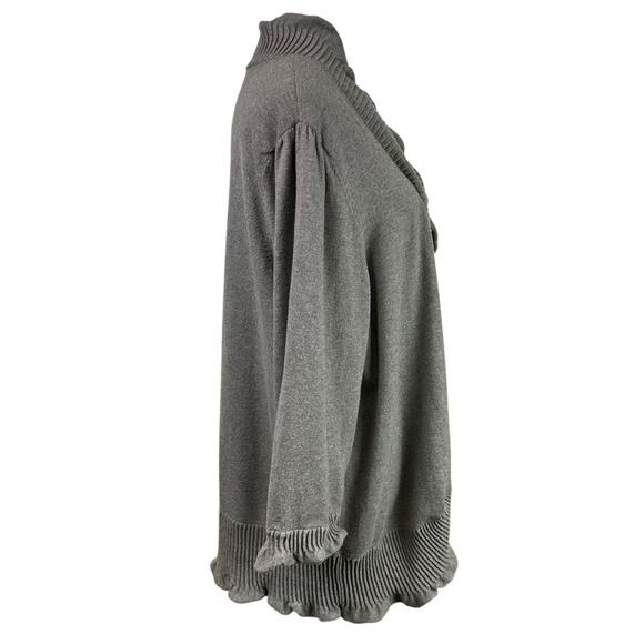 Lane Bryant Gray Ruffled Trim Open Front Cardigan Sweater 22/24W - Picture 3 of 6